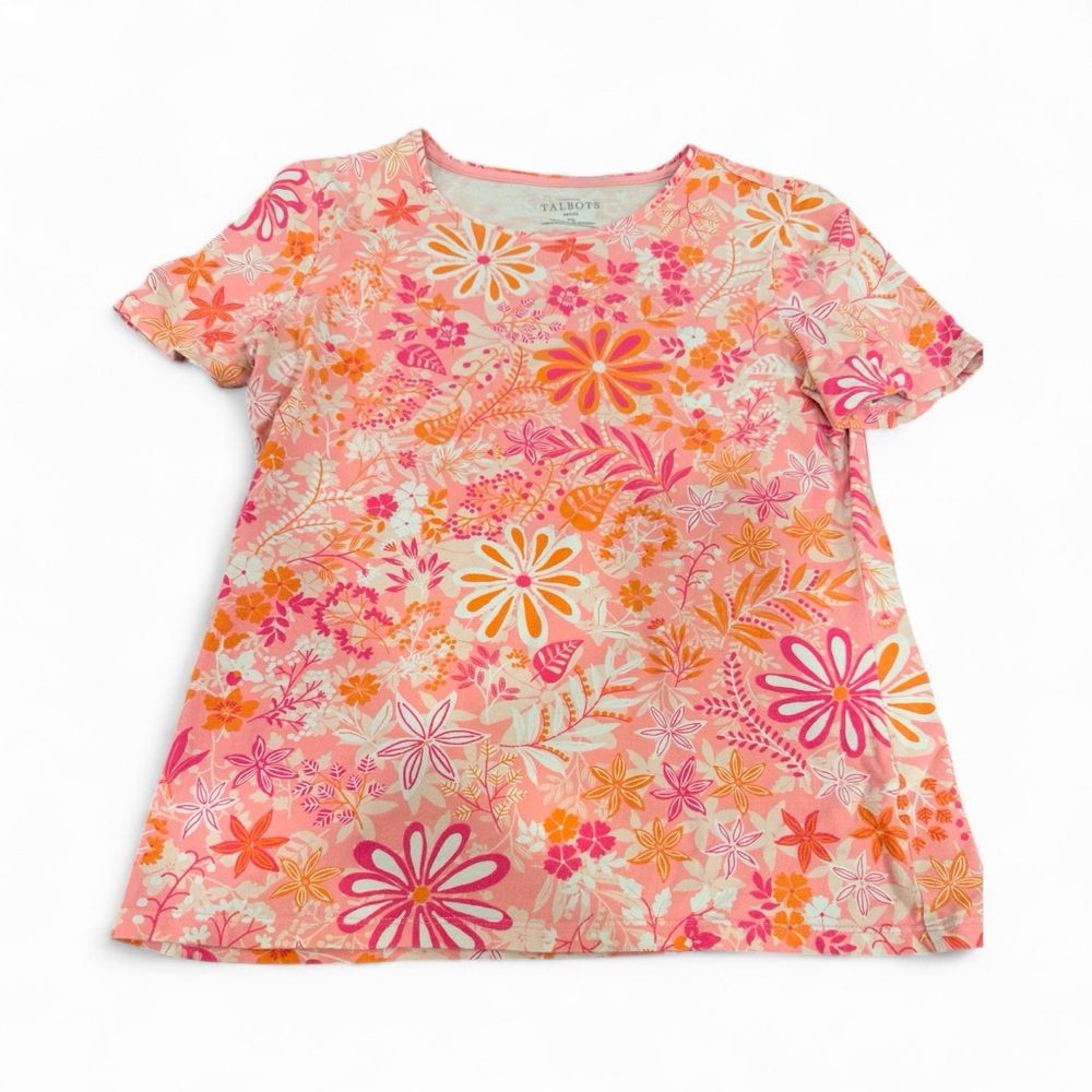 Talbots Cotton Crewnwck Tee Graphic Floral